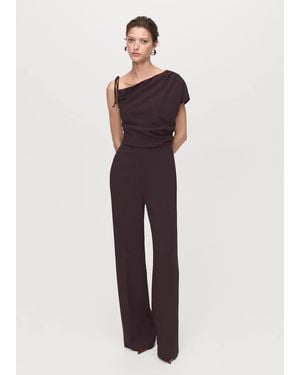 Mango Asymmetric Neck Bow Jumpsuit - Purple