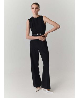 Mango Straight-Fit Jumpsuit With Belt - Black