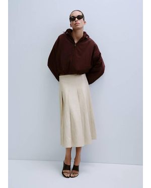 Mango Faux-Leather Godet Skirt - Brown