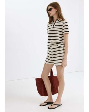 Mango Striped Crochet Shorts - White
