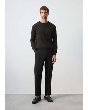 Mango Pullover 100% Lana Maglia Sottile Cioccolato - Nero