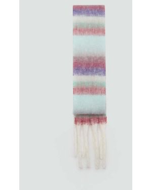 MANGO TEEN Striped Knit Scarf - Grey
