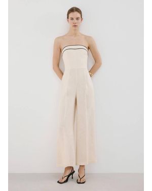 Mango Linen Bandeau Jumpsuit - Natural