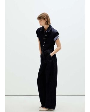 Mango Short-Sleeved Denim Jumpsuit - Blue