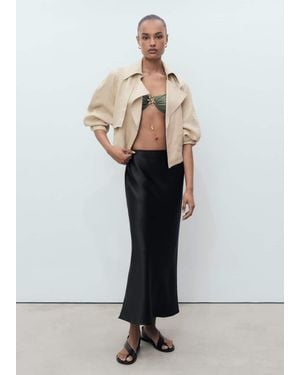 Mango Satin Long Skirt - White