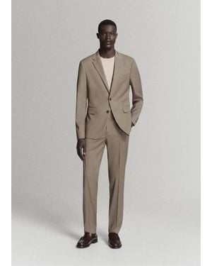 Mango Milan Slim-Fit Suit Jacket - Natural