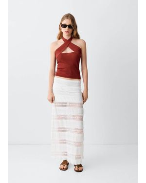 MANGO TEEN Crossed Halter Top - White