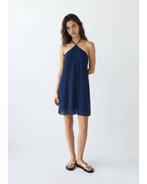 MANGO TEEN Short Halter-Neck Dress - Blue