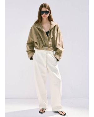 Mango Asymmetric Cotton Trousers - White