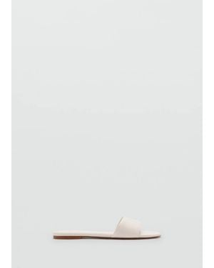 Mango Flat Leather Sandal - Natural