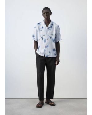Mango Camicia Regular Fit Stampa Floreale Blu