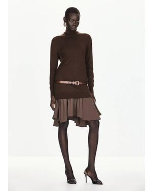 Mango Knit Combination Dress - Natural