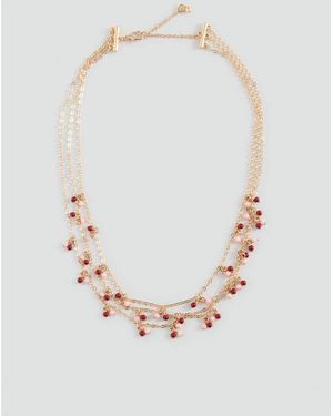 MANGO TEEN Multichain Necklace With Crystal Beads - Metallic