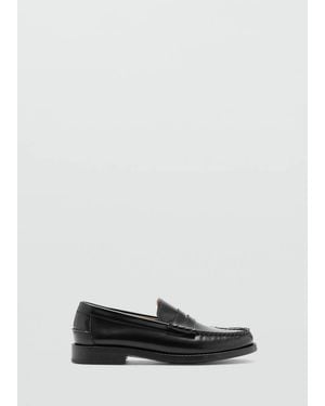 Mango Leather Penny Loafers - Grey