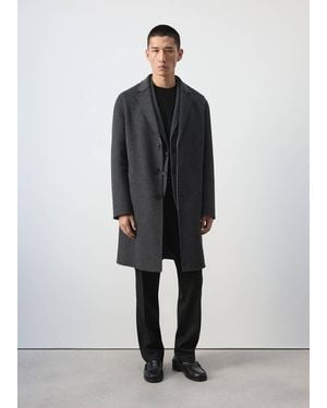 Mango Wool-Blend Coat With Button Fastening - Black