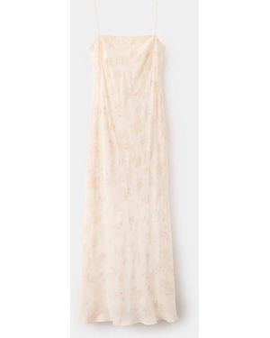 Mango Floral Print Lace Dress - White