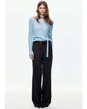 Mango Maglia Con Scollo A Barca E Dettaglio Foulard Celeste - Blu
