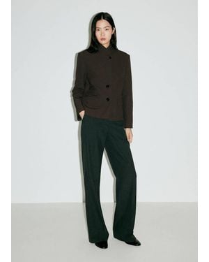 Mango Houndstooth Blazer With A High Neck - Green
