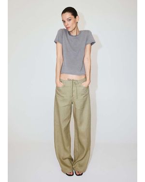 Mango Bow Linen Trousers - Green