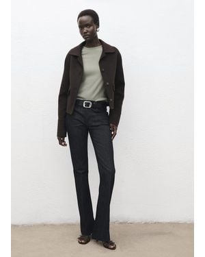 Mango Ribbed Long-Sleeved T-Shirt - Green