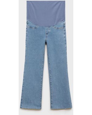 Mango Maternity Flared Cropped Jeans - Blue