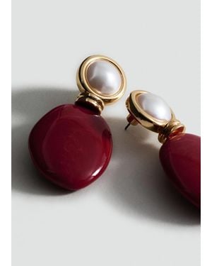 Mango Boucles D'Oreilles Résine Combinées Grenat - Rouge