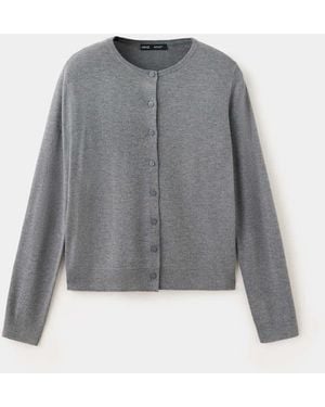 Mango Knitted Button Cardigan - Grey