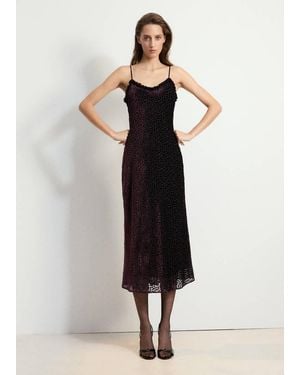 Mango Devore Polka Dot Dress - Black