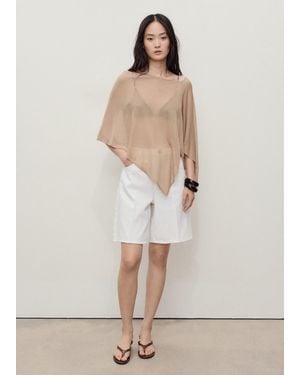 Mango High-Waist Straight-Fit Denim Shorts - Natural