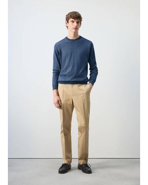 Mango 100% Wool Fine-Knit Jumper - Blue