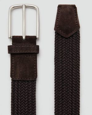 Mango Braided Elastic Belt - White