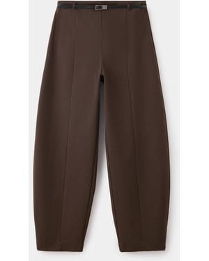 Mango Balloon Trousers With A Buckled Belt - Brown