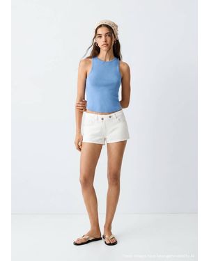 MANGO TEEN Open Back Knitted Top - Blue