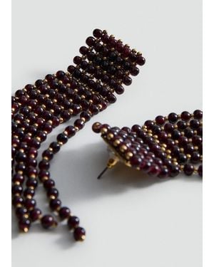 Mango Crystal Pendant Earrings - Red