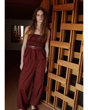 Mango High-Waisted Harem Pants - Brown