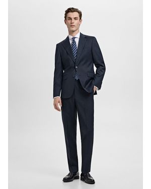 Mango Venice 100% Virgin Wool Suit Trousers - Blue