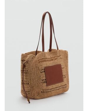 Mango Natural Fibre Shopper Bag - Brown