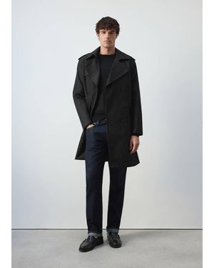 Mango Water-Repellent Belted Trench Coat - Black