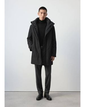 Mango Water-Repellent Cotton-Blend Parka - Black