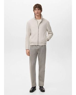 Mango Zip-Up Cloth Jacket - Natural