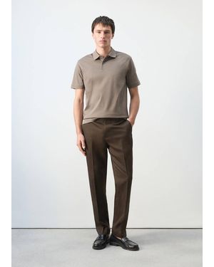 Mango Slim-Fit Lyocell Linen Trousers - White
