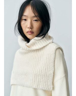 Mango Crop Turtleneck Shawl Ecru - White
