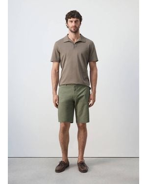 Mango Slim-Fit Chino Cotton Bermuda Shorts - Natural