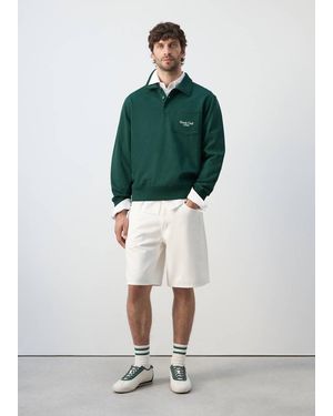 Mango 100% Cotton Polo Sweatshirt - Green