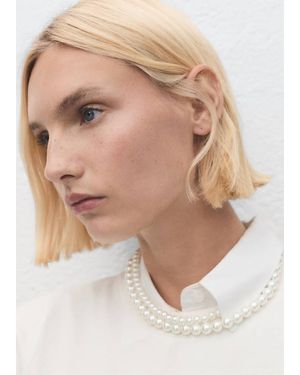 Mango Double Pearl Crystal Necklace - Black