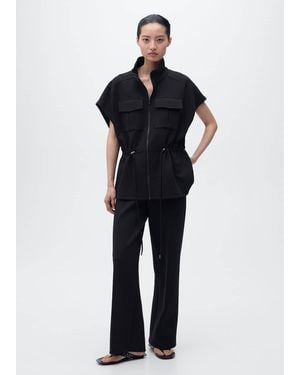 Mango Straight-Fit Trousers With Elastic Waist - Blue
