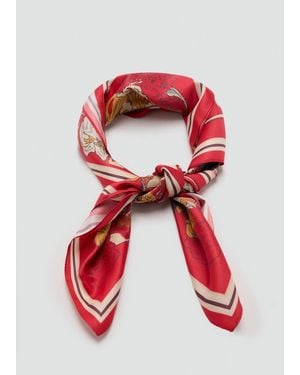 Mango Floral Satin Scarf - Red