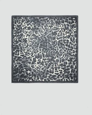 Mango Leopard Print Square Scarf - Grey