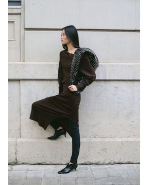 Mango Leather Boots With Kitten Heels - Grey