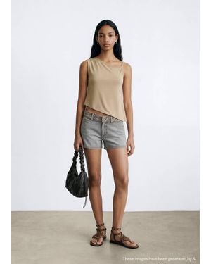 MANGO TEEN Plain Asymmetrical Top - White